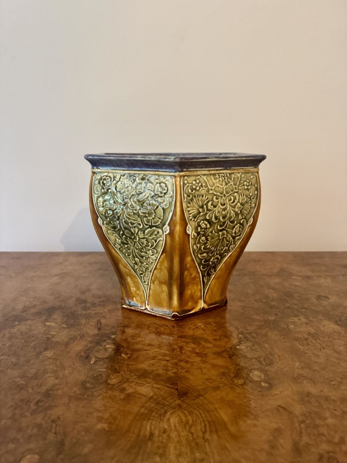 Quality Antique Doulton Lambeth Hexagonal Jardiniere By Ethel Beard