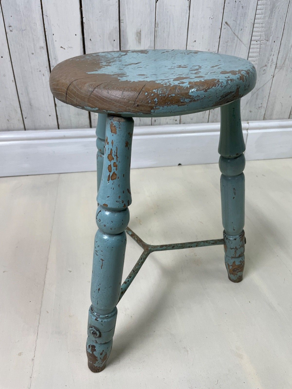 photo for sale English Painted Victorian Turned Lace Makers Stool Rustic Country Chic Farmhouse
