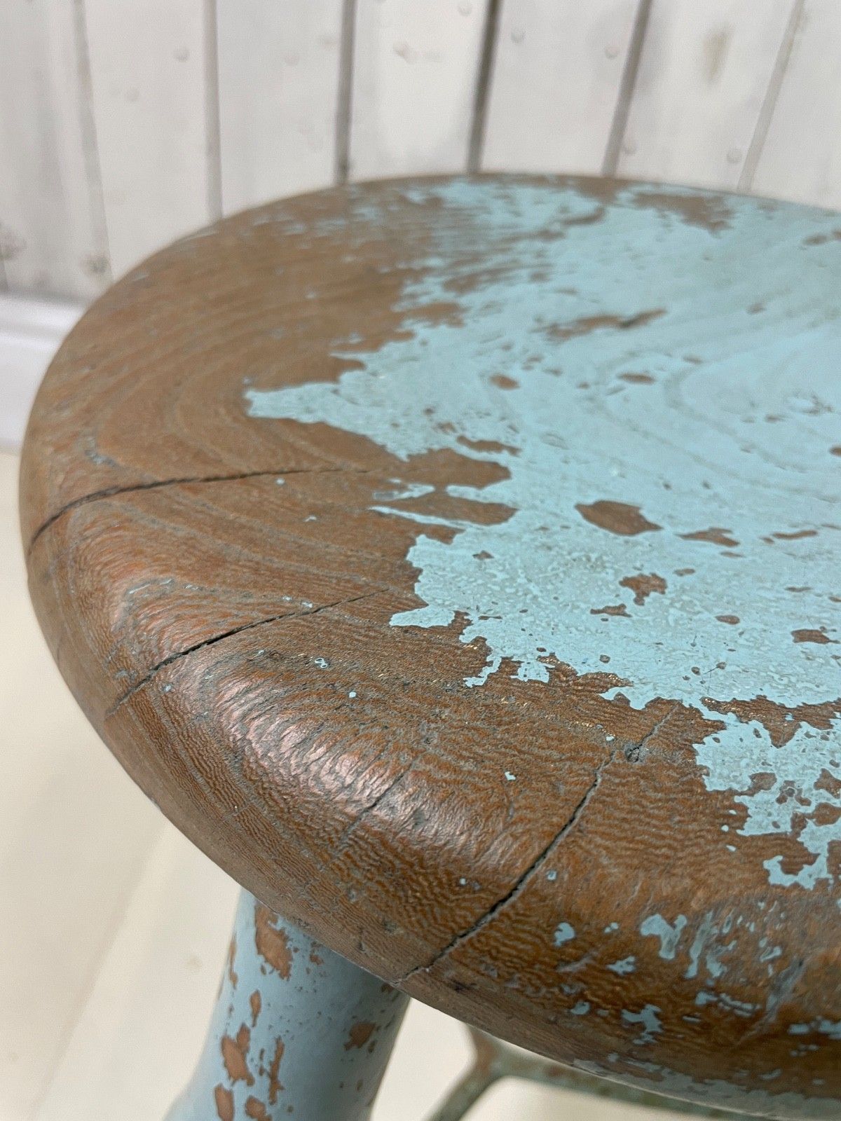 Furniture English Painted Victorian Turned Lace Makers Stool Rustic Country Chic Farmhouse photo