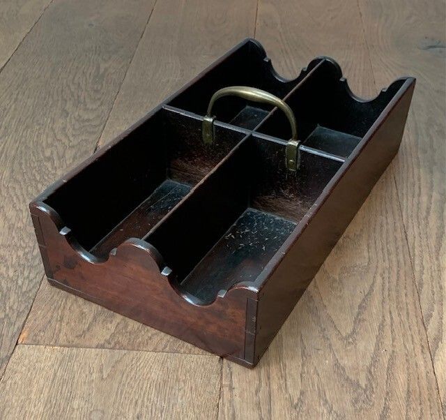 Very Fine George III Mahogany And Brass Four Section Wine Bottle Carrier Or Caddy photo furniture