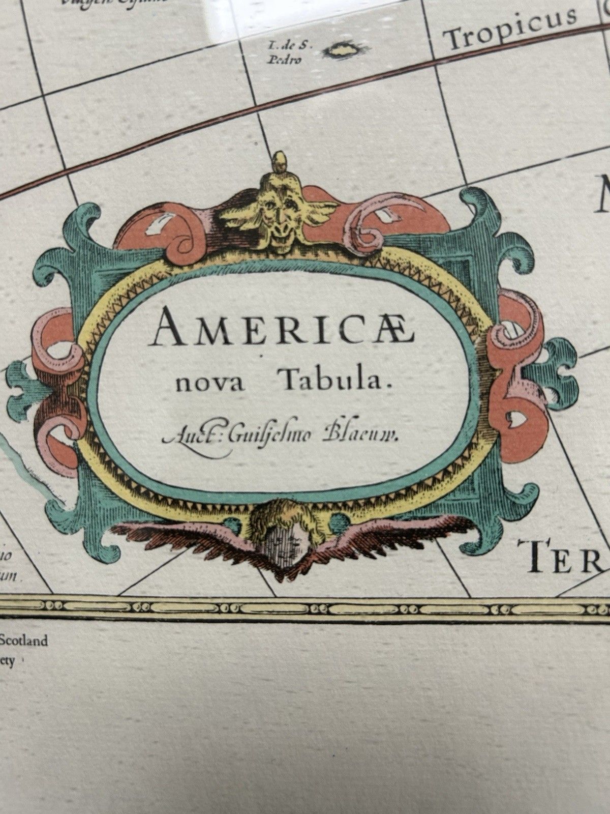 Framed Map By Willem & Joan Blaeu 'Americae Nova Tabula 'Carte A Figures' photo furniture