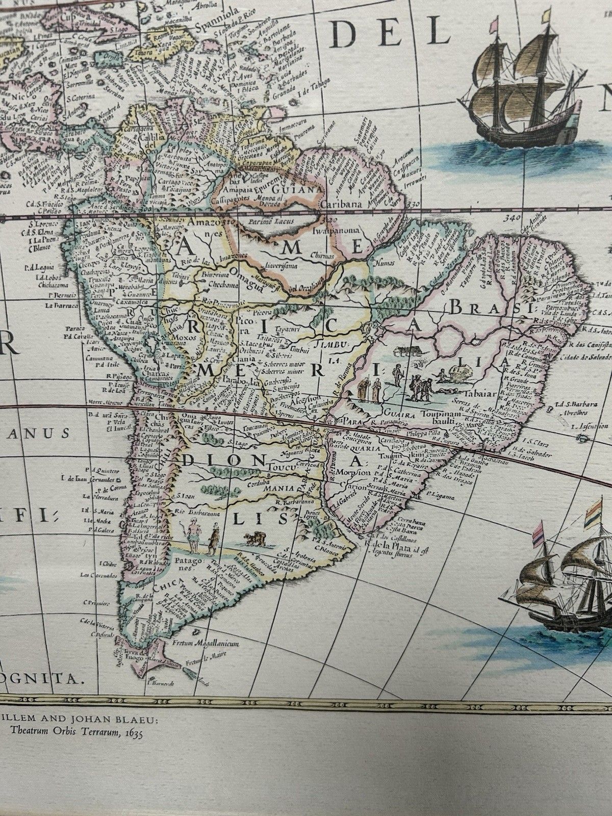 Framed Map By Willem & Joan Blaeu 'Americae Nova Tabula 'Carte A Figures' photo for sale
