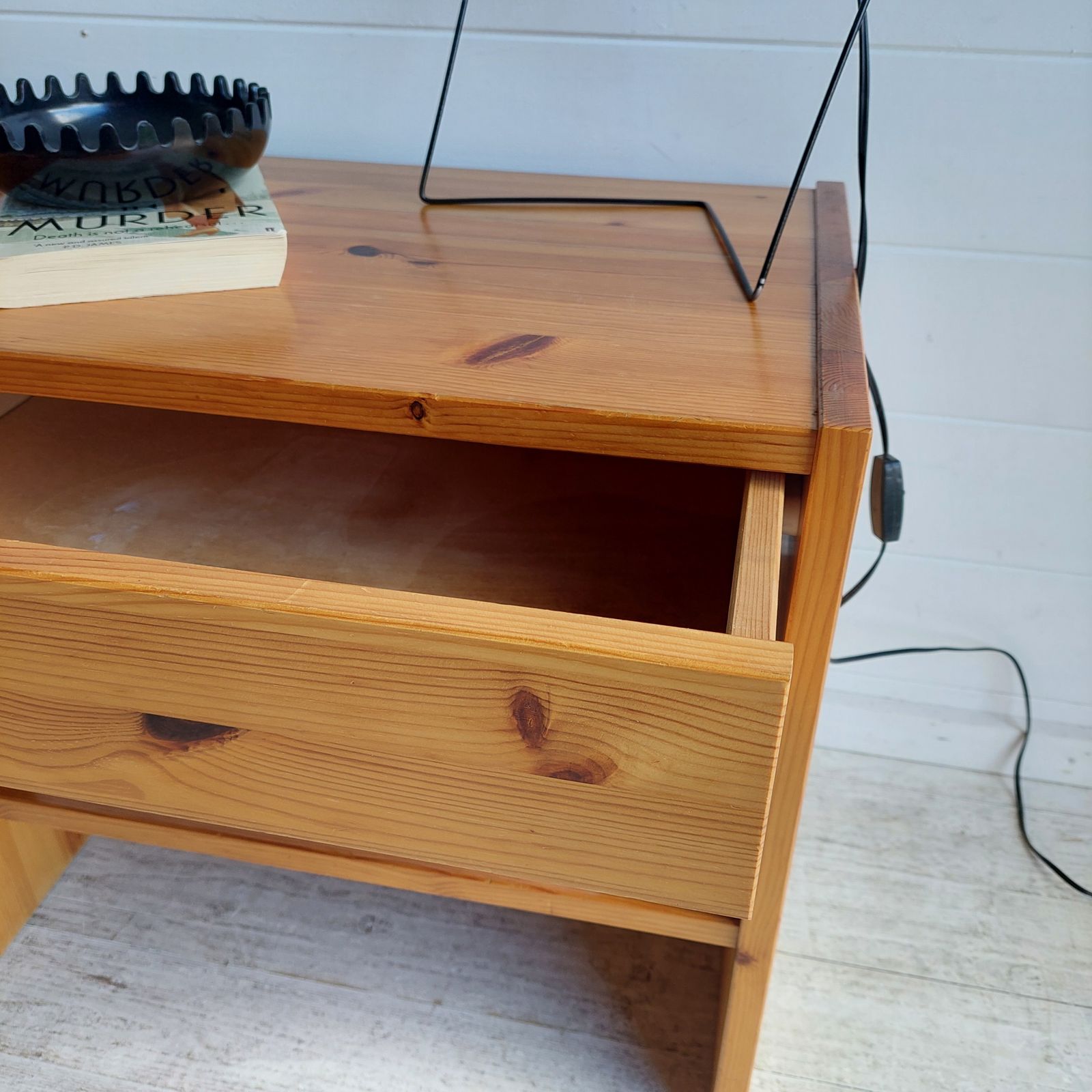 photo furniture Mid Century Nightstand Scandinavian Pine Bedside Table Les Arcs Perriand Style 1970s, Sweden
