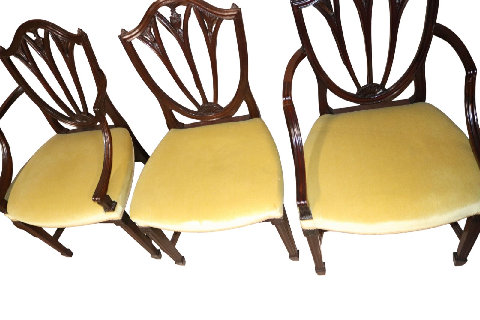 Set Of 6 Antique Mahogany Sheraton Style Shield Back Dining Chairs photo for sale