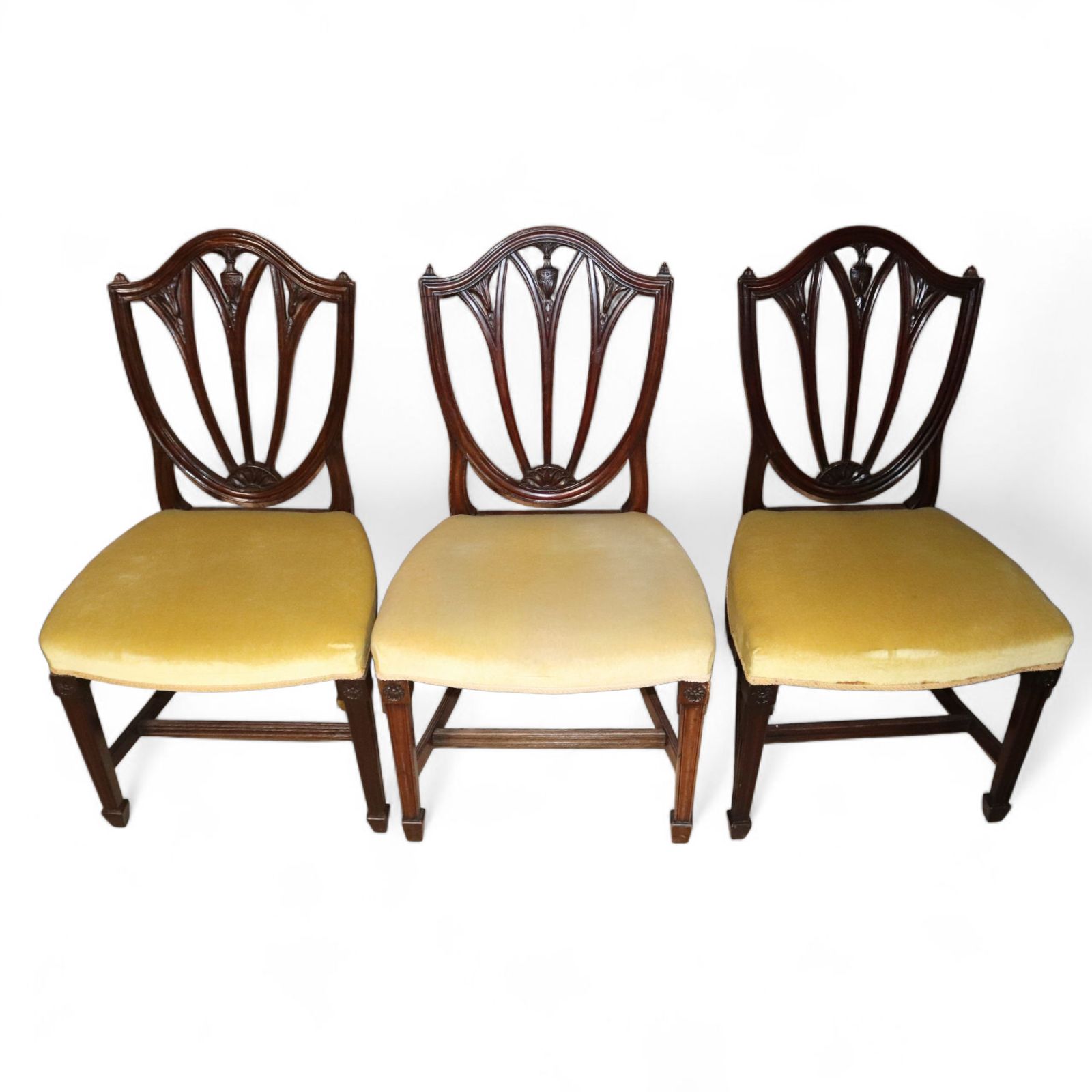 photo for sale Set Of 6 Antique Mahogany Sheraton Style Shield Back Dining Chairs