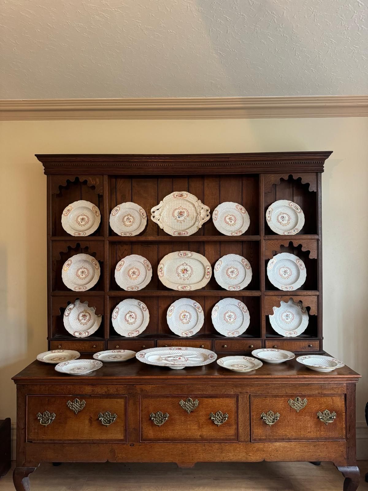 Antique Oak Welsh Dresser & Coalport Dining Set photo Furniture