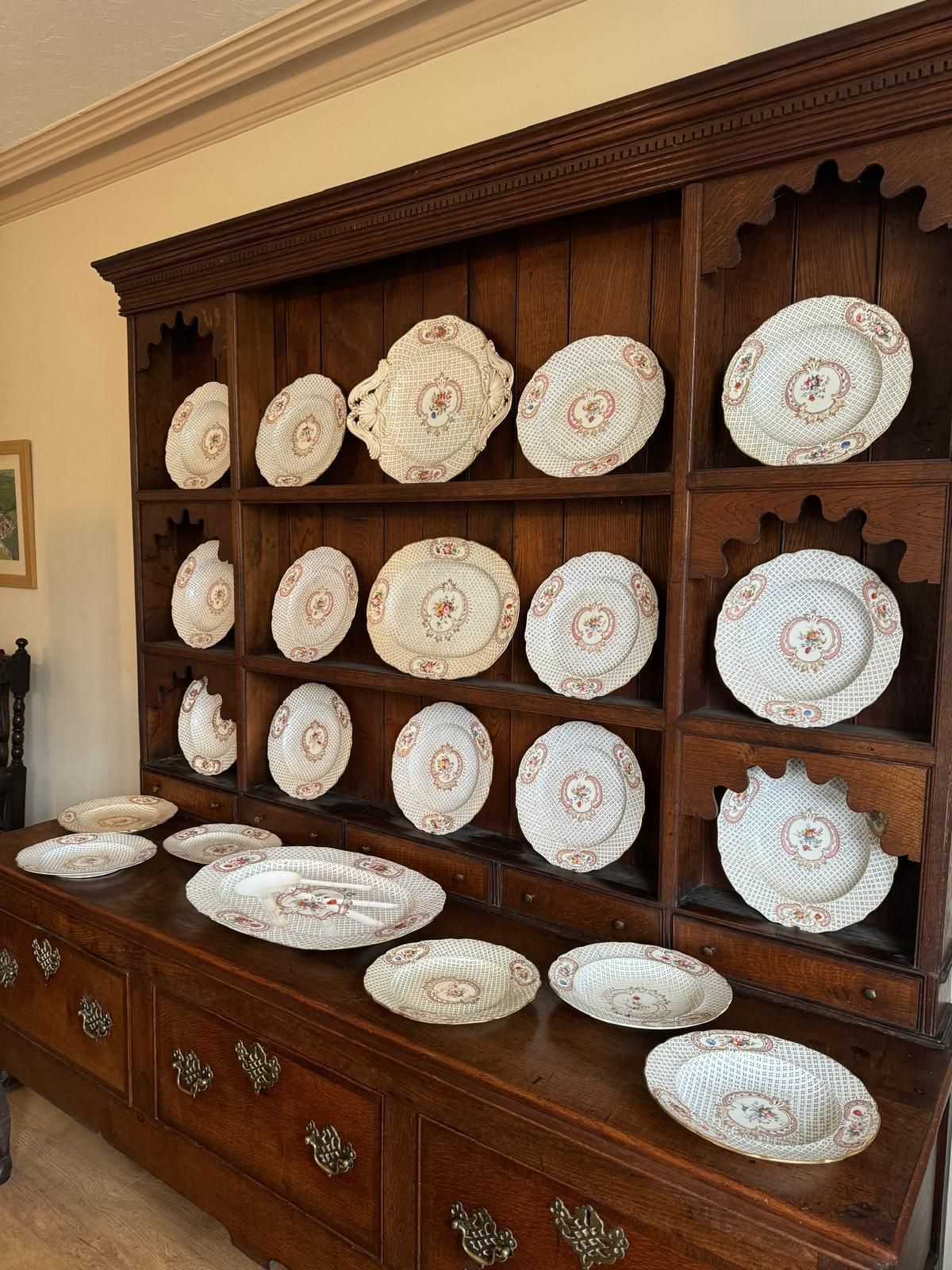 Antique Oak Welsh Dresser & Coalport Dining Set photo vinterior