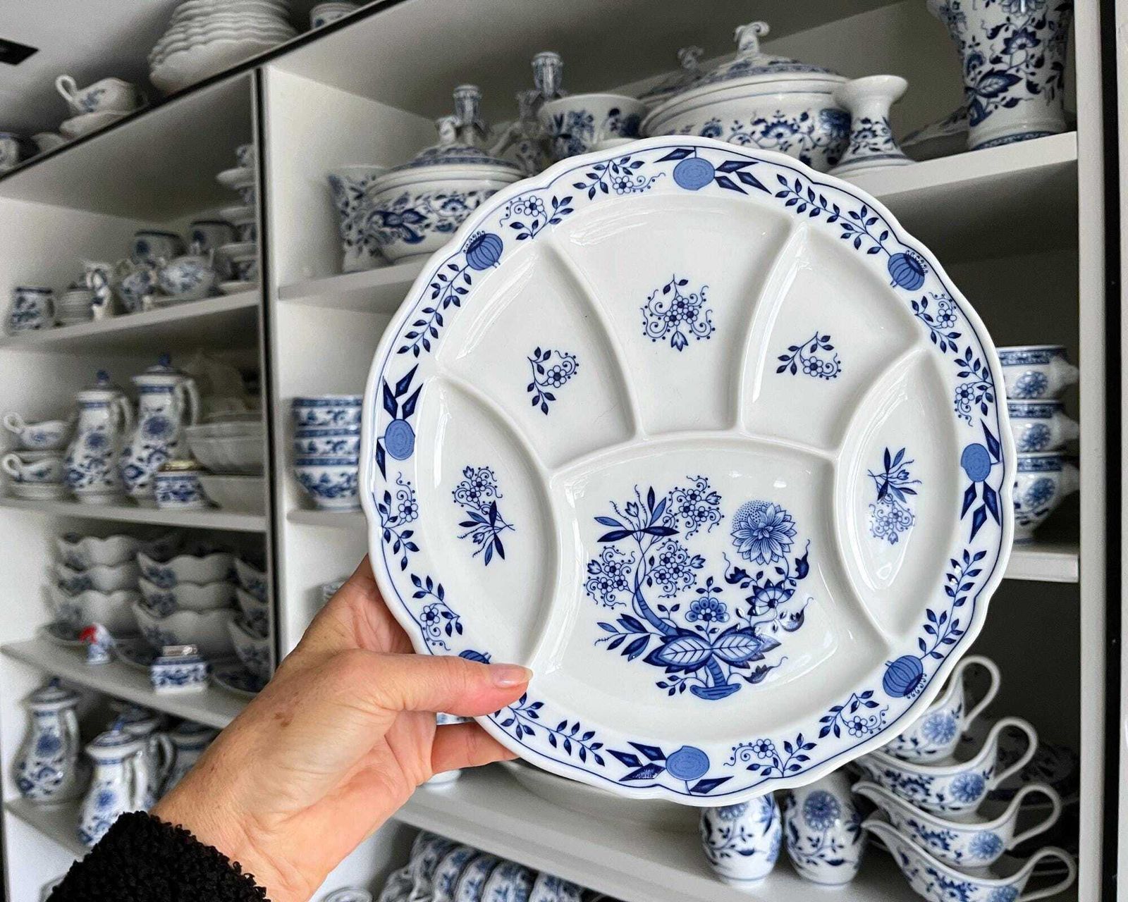 Blauw Uien Snackbord | 1 Stuk | Fonduebord Hutschenreuther photo furniture