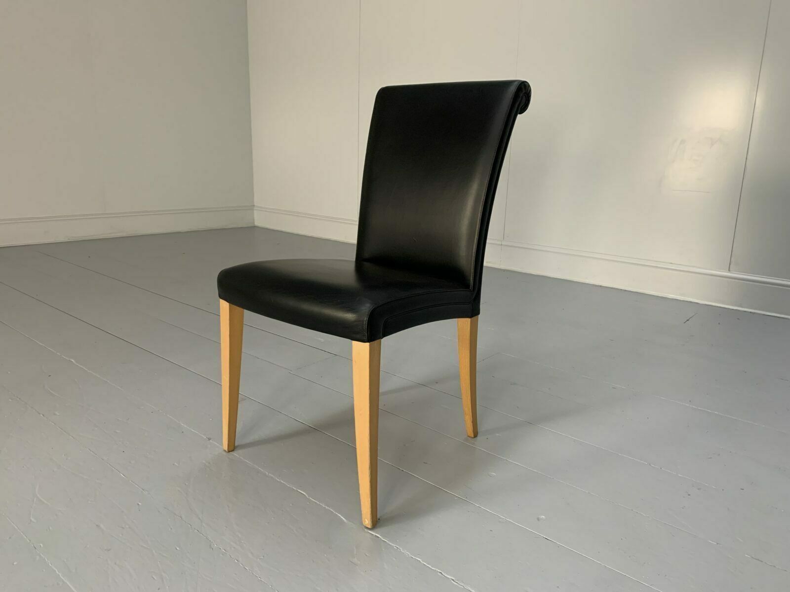 4 Poltrona Frau “Vittoria” Dining Chairs – In Black “Pelle Frau” Leather photo vinterior