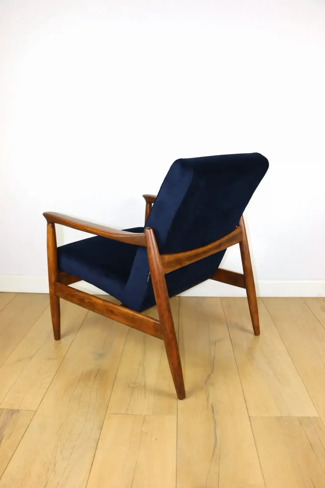 Gfm 64 Armchair, Designed By Edmund Homa From The 1970s, Navy Blue   Dark Wood photo buy