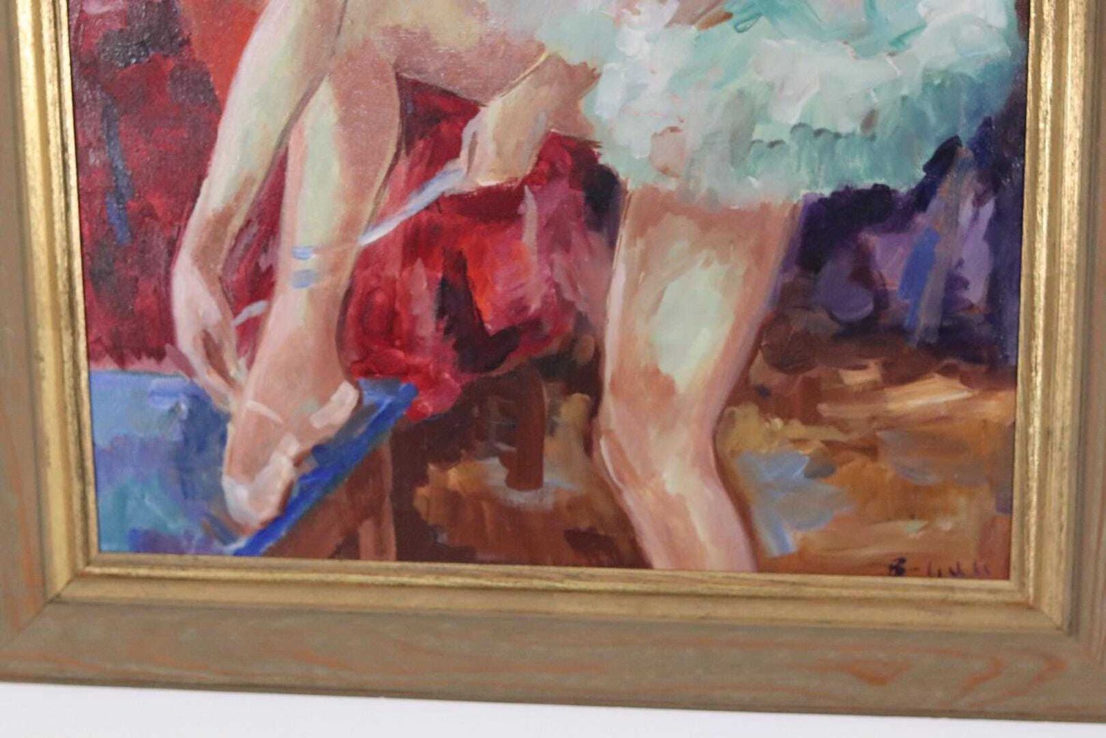 Original Large Oil On Canvas Painting – “Ballerina”–  Vintage & Framed (88 × 77 Cm / 34.6" × 30.3") photo Art