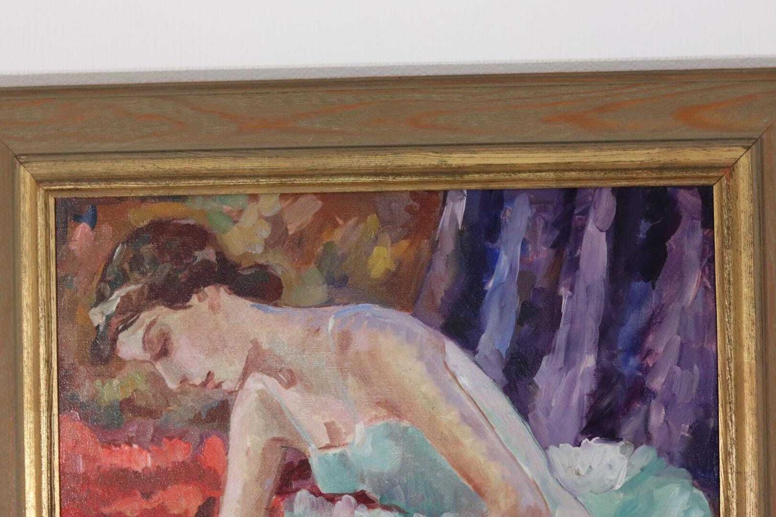 Original Large Oil On Canvas Painting – “Ballerina”–  Vintage & Framed (88 × 77 Cm / 34.6" × 30.3") photo vinterior