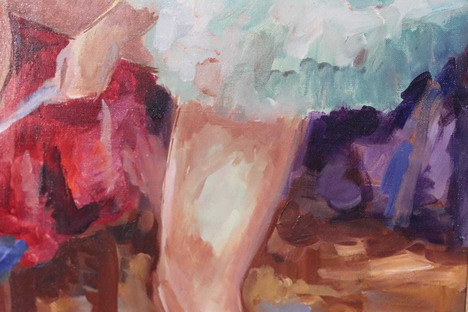 photo for sale Original Large Oil On Canvas Painting – “Ballerina”–  Vintage & Framed (88 × 77 Cm / 34.6" × 30.3")