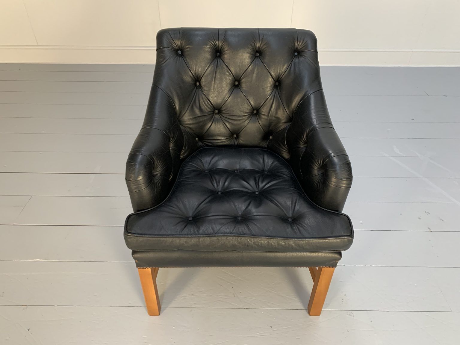 George Smith Georgian Armchair In Black Leather
