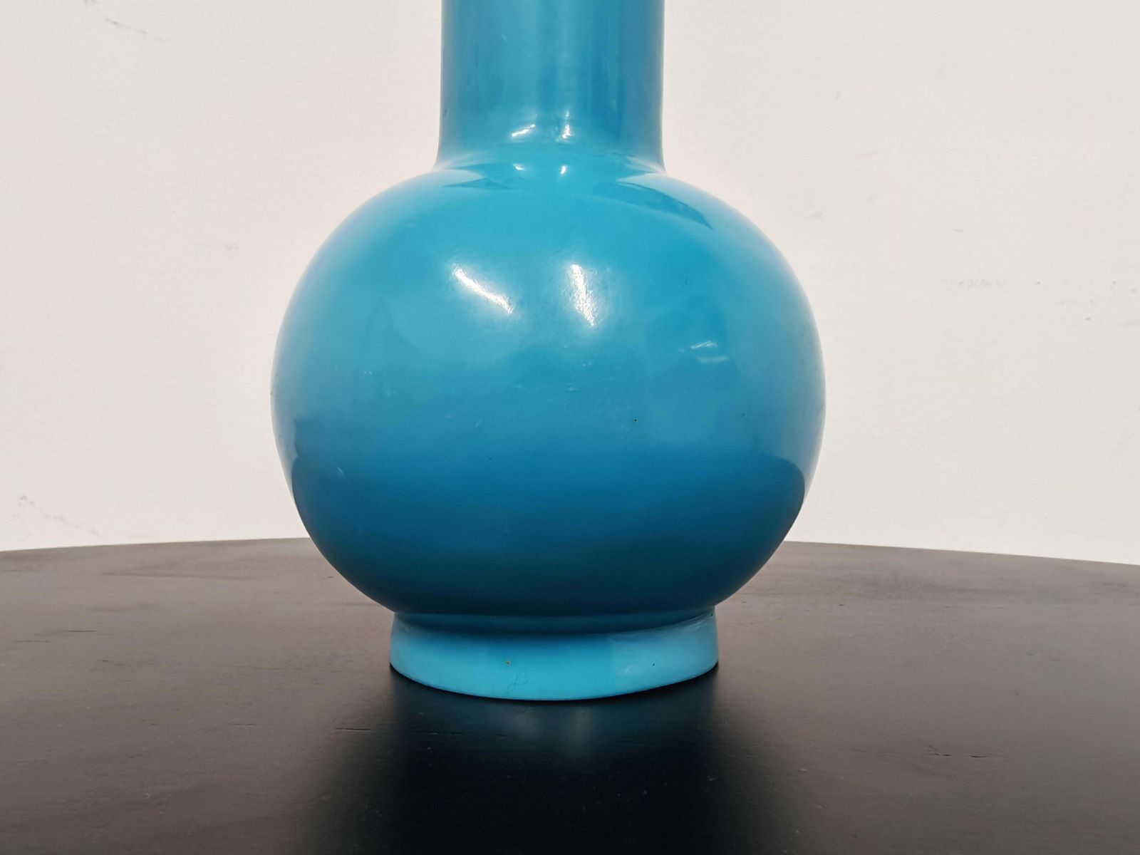 Antique Sculptural Turquoise Glass Vase By Peking Glass, China 18th Century photo buy