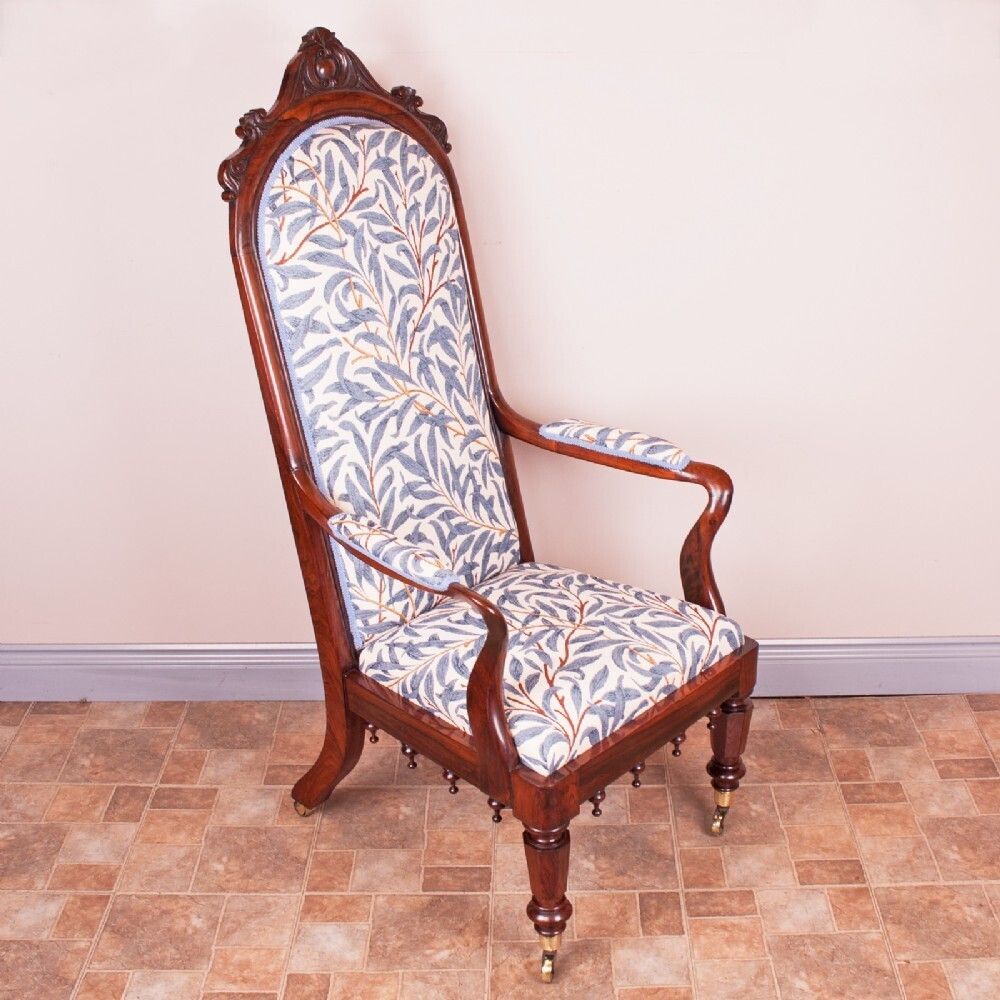 Good Quality 19thc Rosewood High Backed Library Armchair photo Furniture