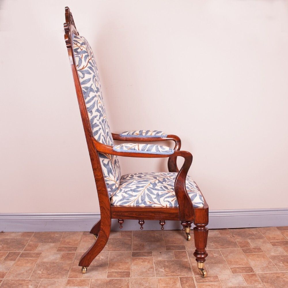 Good Quality 19thc Rosewood High Backed Library Armchair photo vinterior