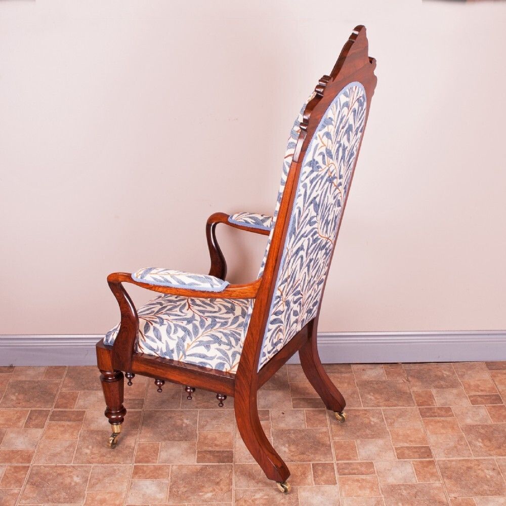 Good Quality 19thc Rosewood High Backed Library Armchair photo vintage