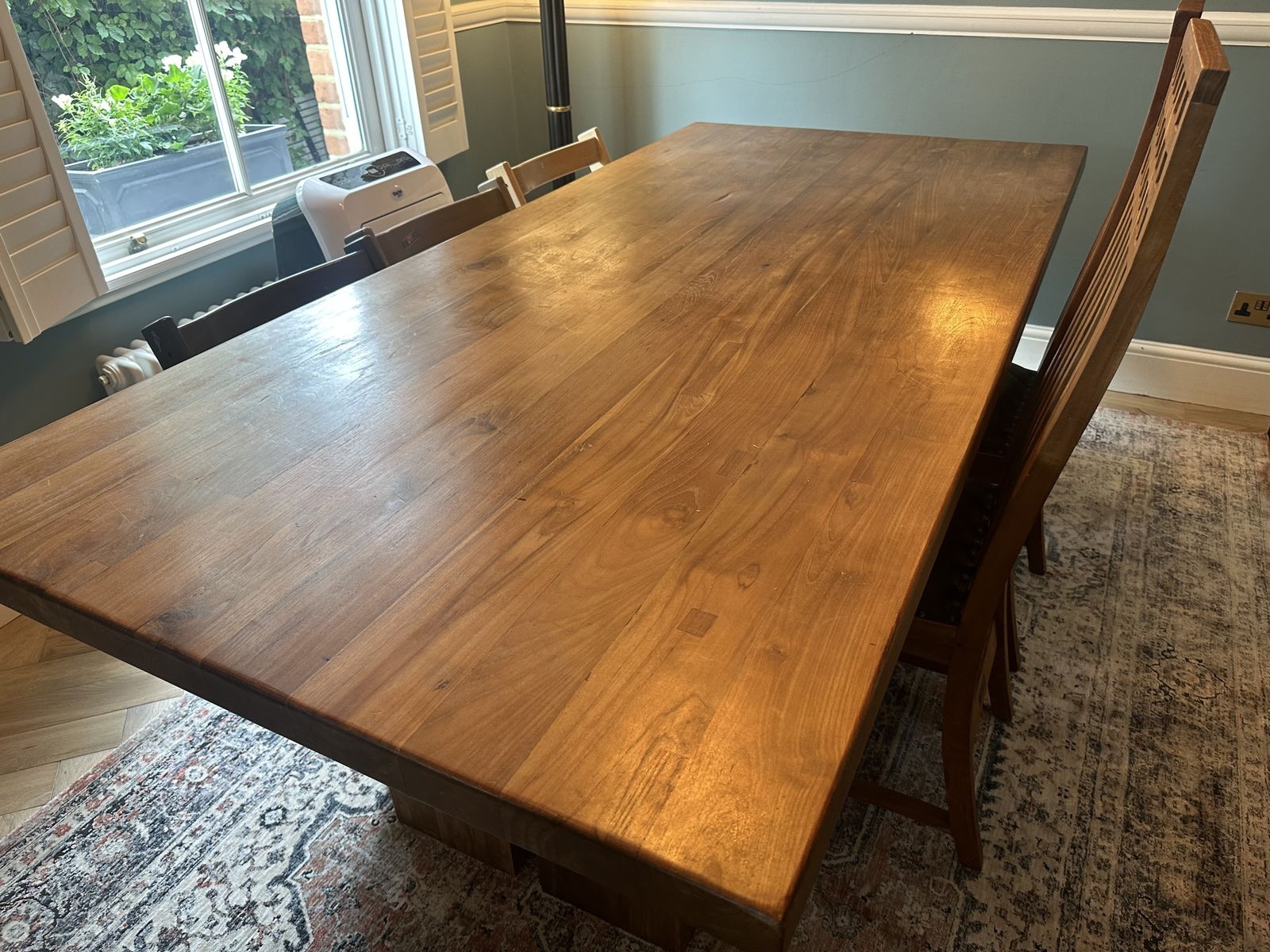Raft Reclaimed Teak Dining Room Table And Leather Chairs photo Furniture