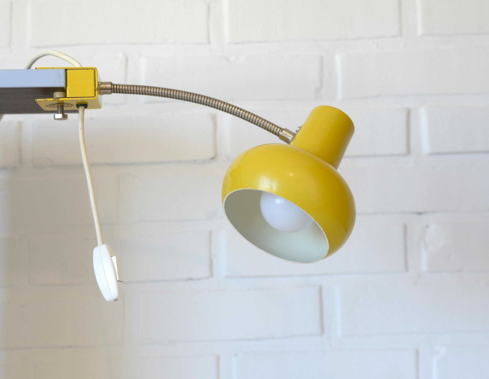 Space Age Style Lamp / Vintage Yellow Bookshelf Light / Mid Century Modern / Reading Light Fixture / Yugoslavia 1970's
