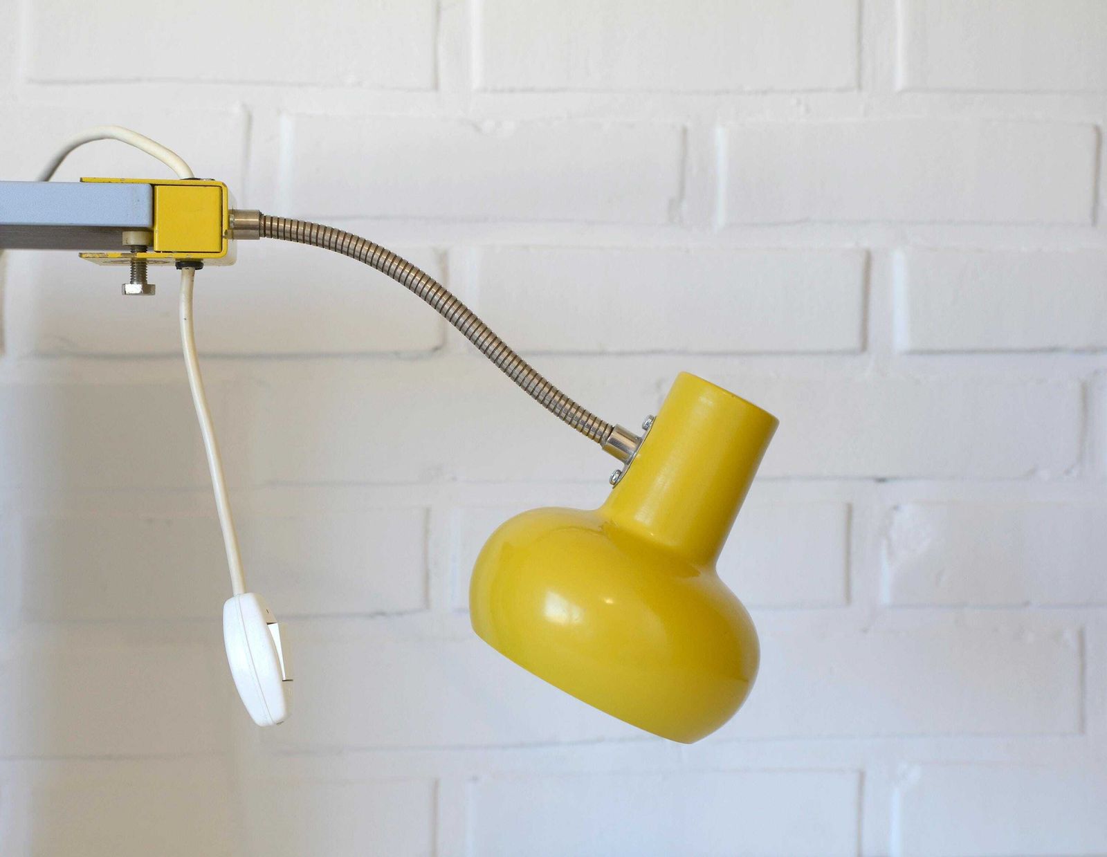 Space Age Style Lamp / Vintage Yellow Bookshelf Light / Mid Century Modern / Reading Light Fixture / Yugoslavia 1970's photo for sale
