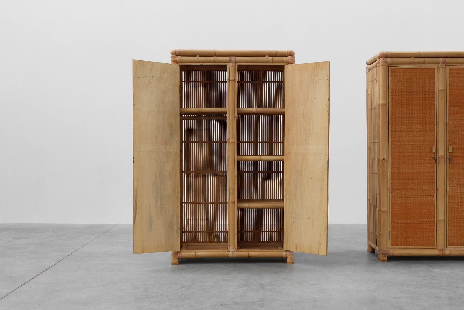 Mid Century Bamboo And Rattan Wardrobe, Italy, 1960s photo vintage