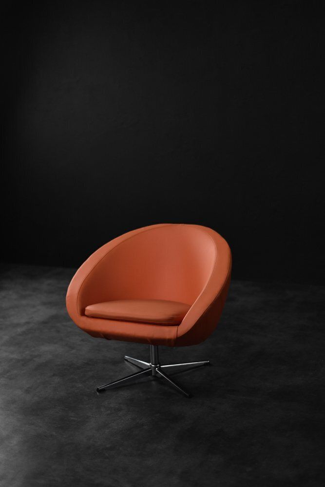 Furniture Mid Century Scandinavian Modern Space Age Orange Swivel Armchair, 1960s photo