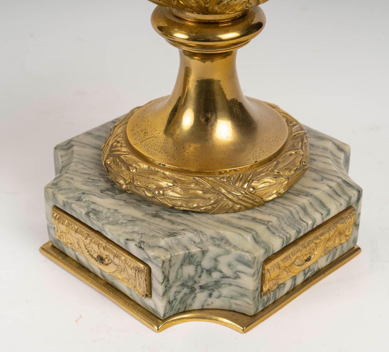 photo furniture Pair Of Marble And Gilt Bronze Cassolettes, Napoleon III Period.