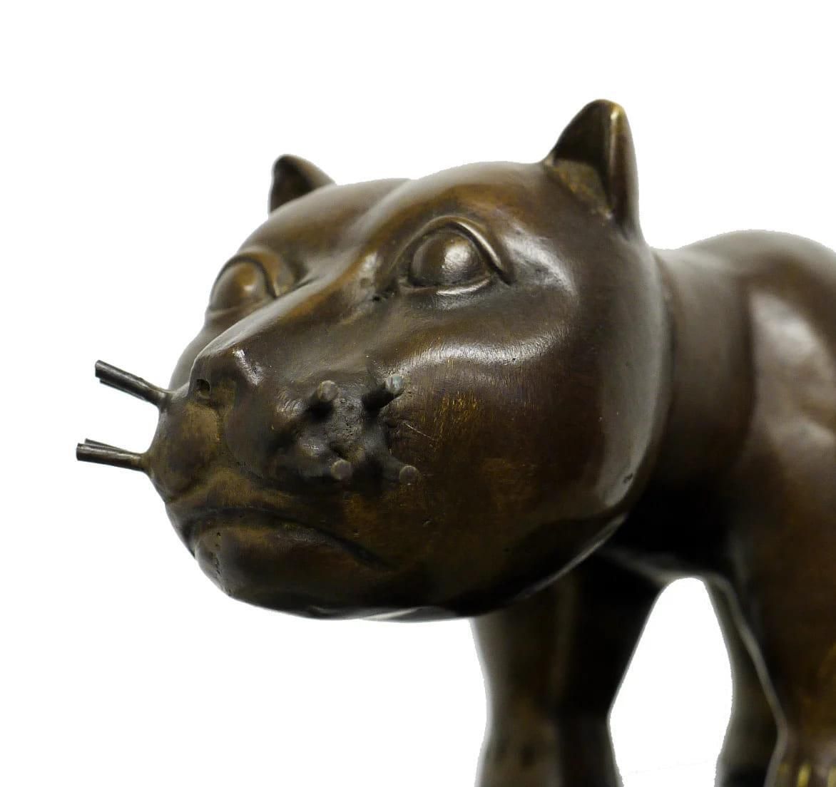 Bronze Sculpture – El Gato – In The Style Of Fernando Botero photo vinterior