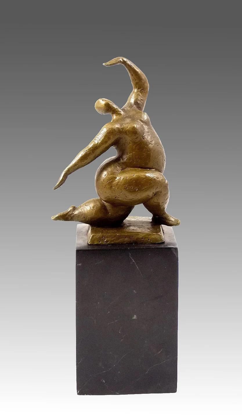 Squatting Nude Dancer – Contemporary Bronze Sculpture, Balance And Sensuality – photo for sale