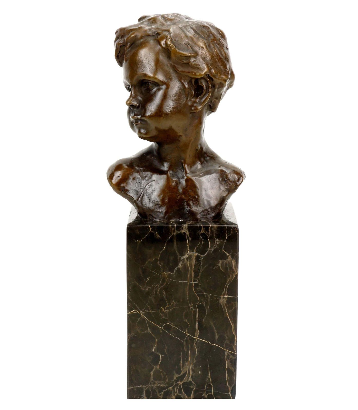 Art Nouveau Sculpture Bronze Figurine, Bust Of A Boy, Signed A. Moreau photo for sale