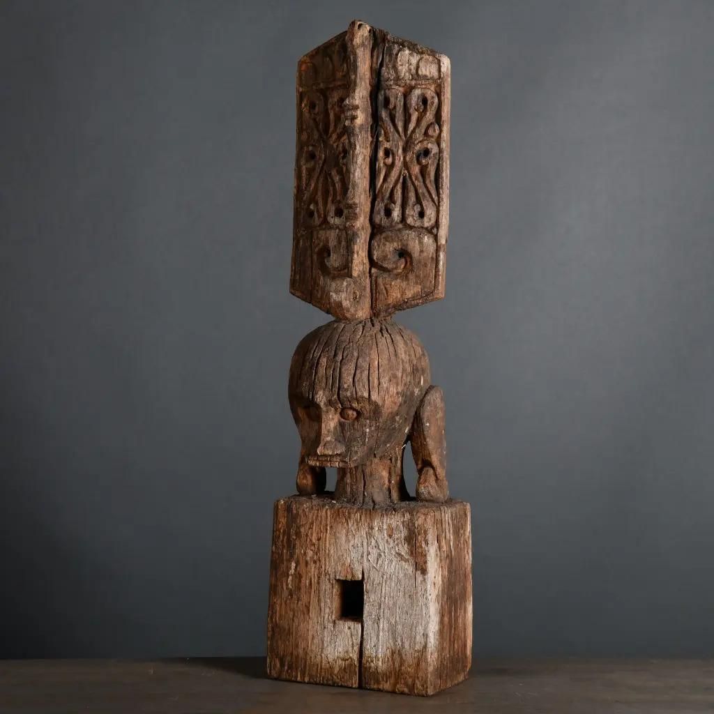Leti Ancestor Figure In Patinated Hand Carved Wood – Tribal Art From Indonesia photo furniture