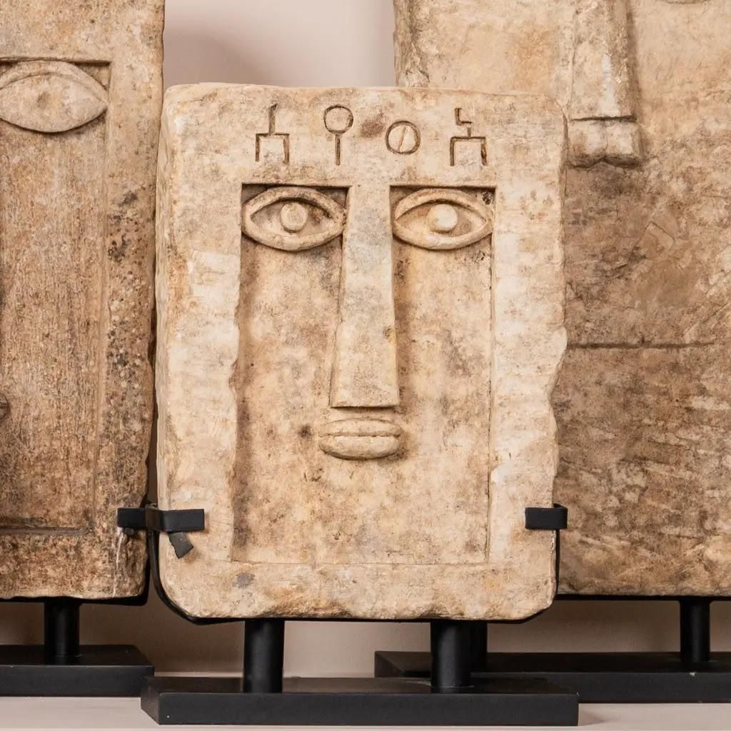 Stylized Antique Sandstone Stele – “Ideograms” Model, South Arabian Funerary Art photo buy