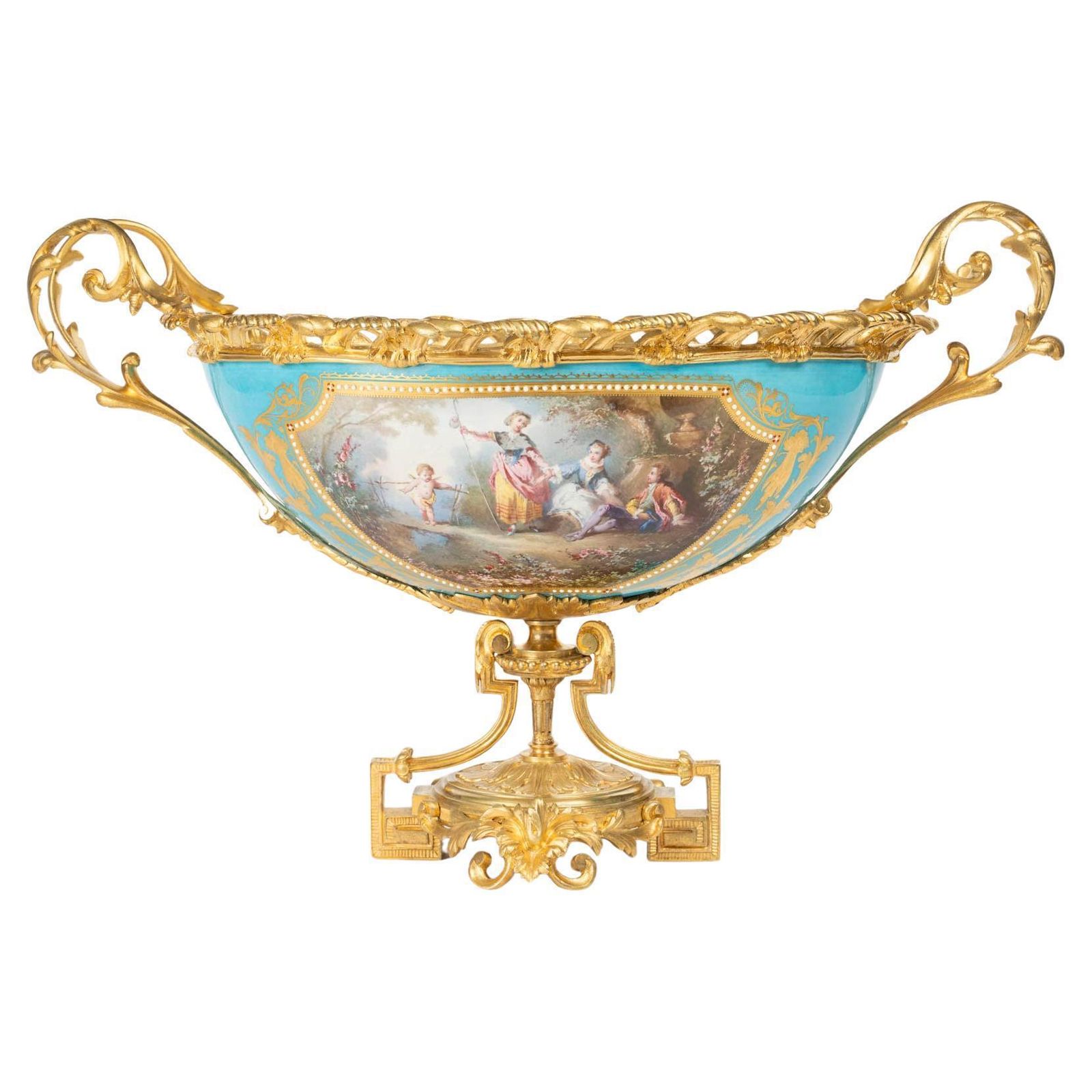 Painted Porcelain And Gilded Bronze Bowl, Napoleon III Period, 19th Century.
