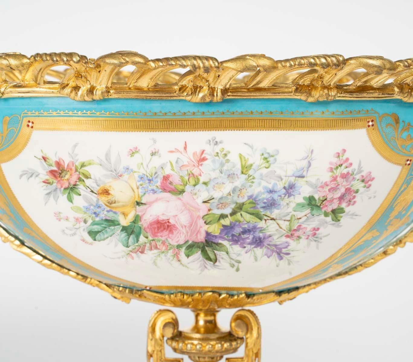 Painted Porcelain And Gilded Bronze Bowl, Napoleon III Period, 19th Century. photo buy
