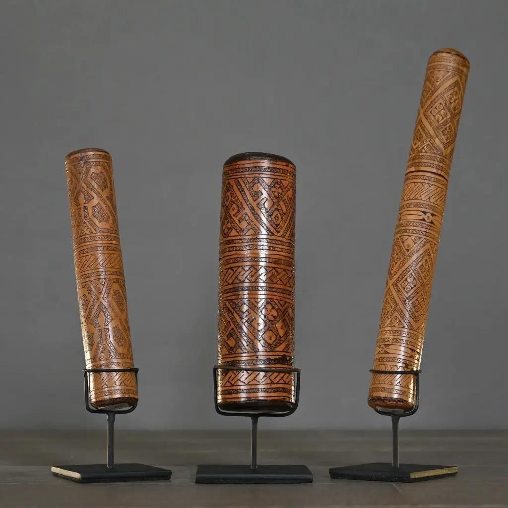Set Of 3 Carved Wooden Ointment Boxes From Timor – Ethnic Primitive Style photo furniture