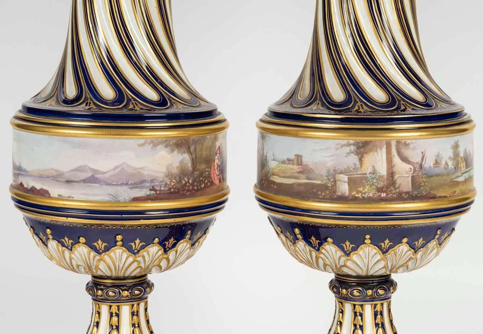 Pair Of Sèvres Porcelain Gilt Bronze Covered Vases, Napoleon III Period. photo Home Decor
