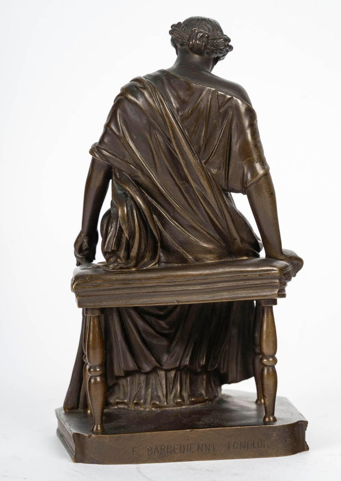 Bronze Sculpture Of A Seated Woman, Stamped By Barbedienne, Napoleon III. photo vinterior