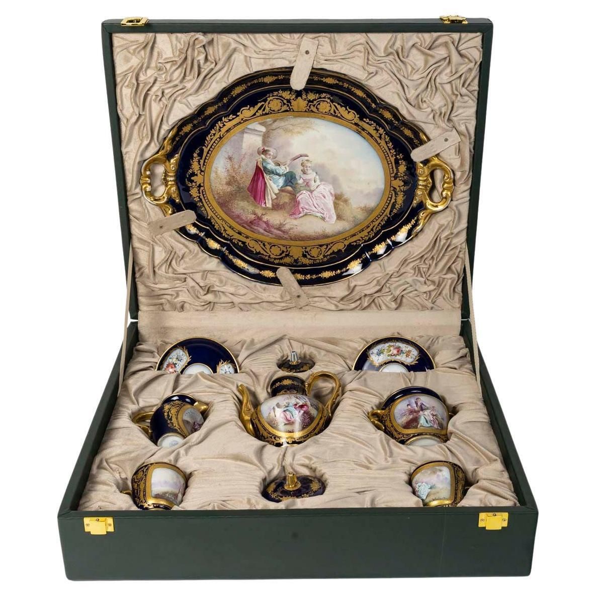 Large Sèvres Porcelain Tea Service, 19th Century, Napoleon III Period.