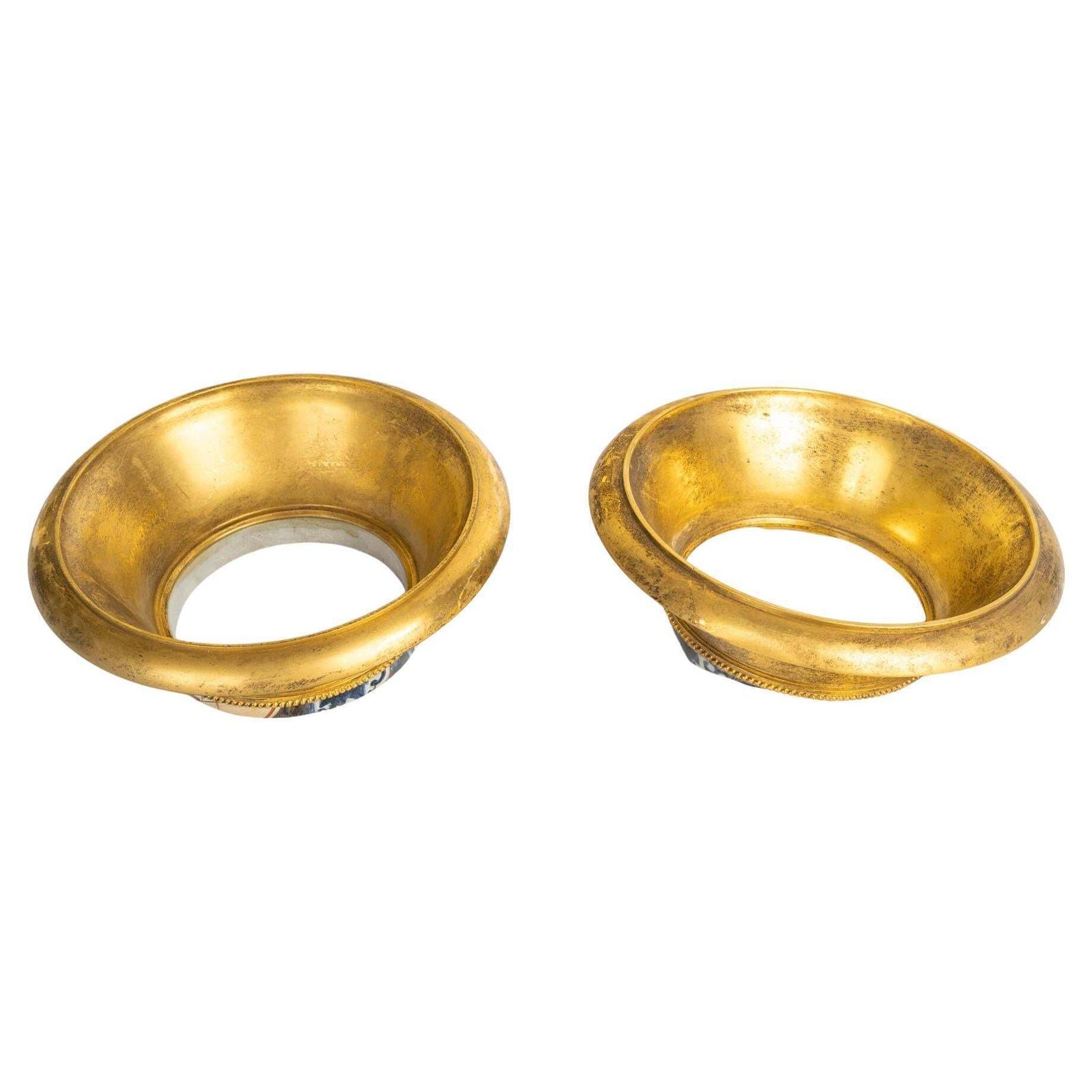 Pair Of Gilt Bronze Vase Tops, Napoleon III Period, 19th Century.