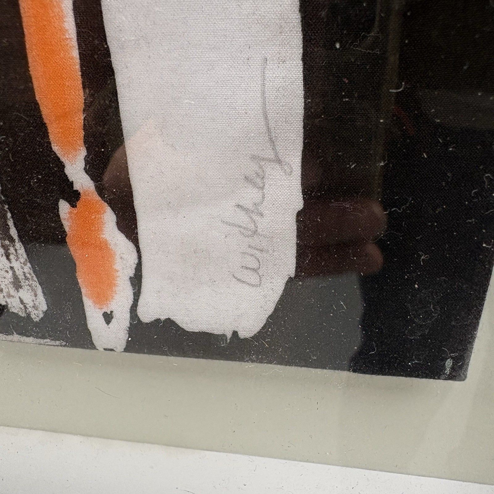 Abstract Acrylic Painting Orange Black White Gold Strokes By M Withey 63 X 52 Cm photo 125.0