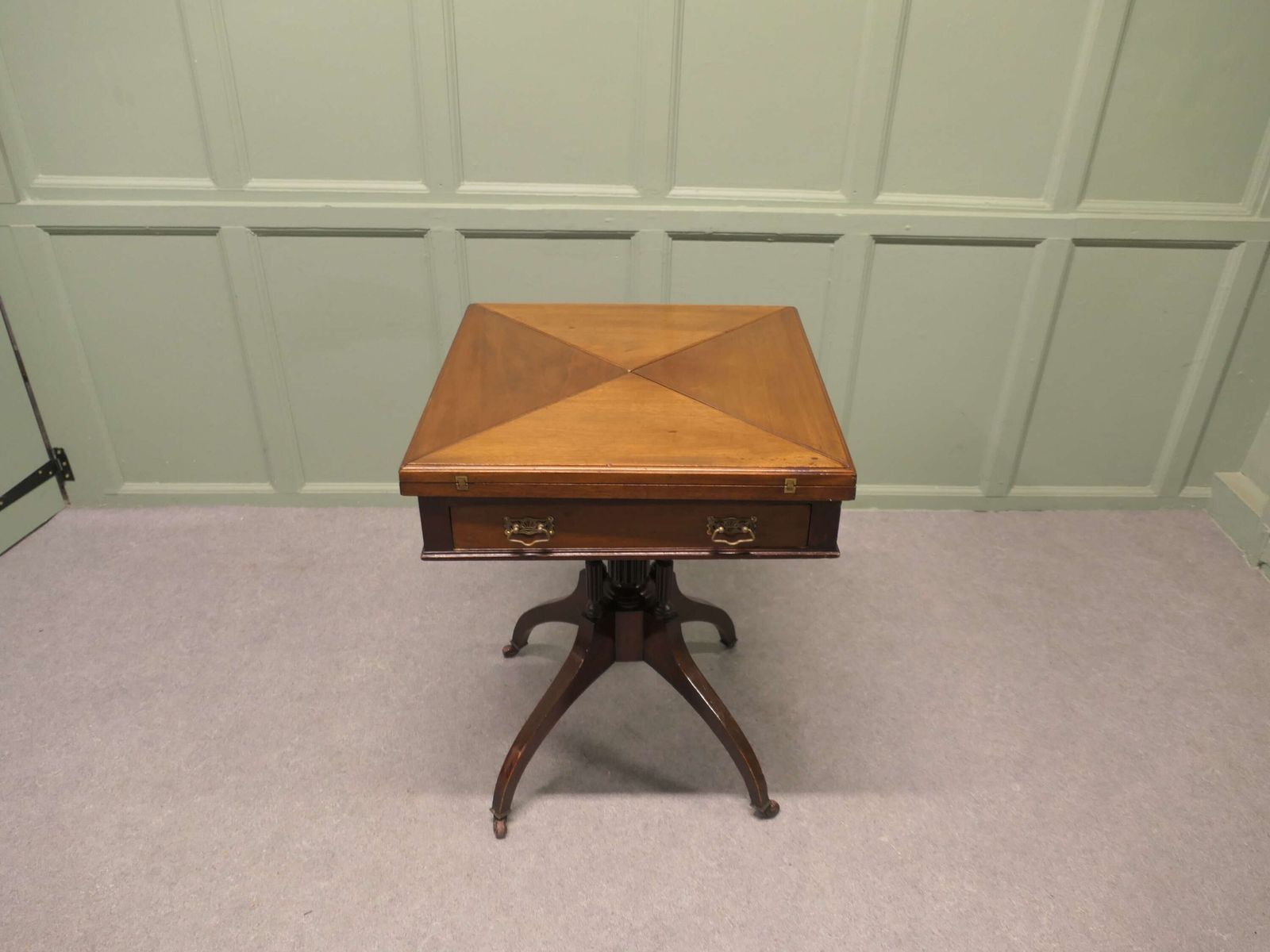 Victorian Envelope Card Table With Gaming Wells photo furniture