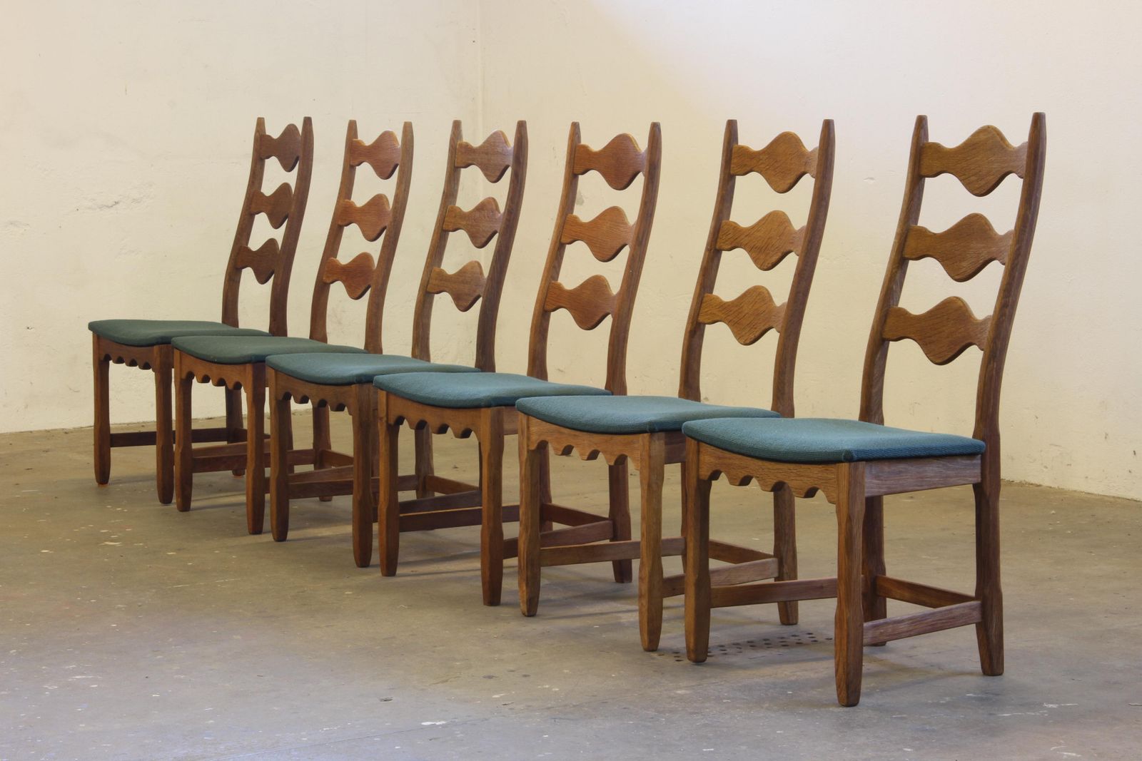 Vintage 1960s Danish Brutalist Ladderback Oak Chairs In The Style Of Kjærnulf photo Furniture