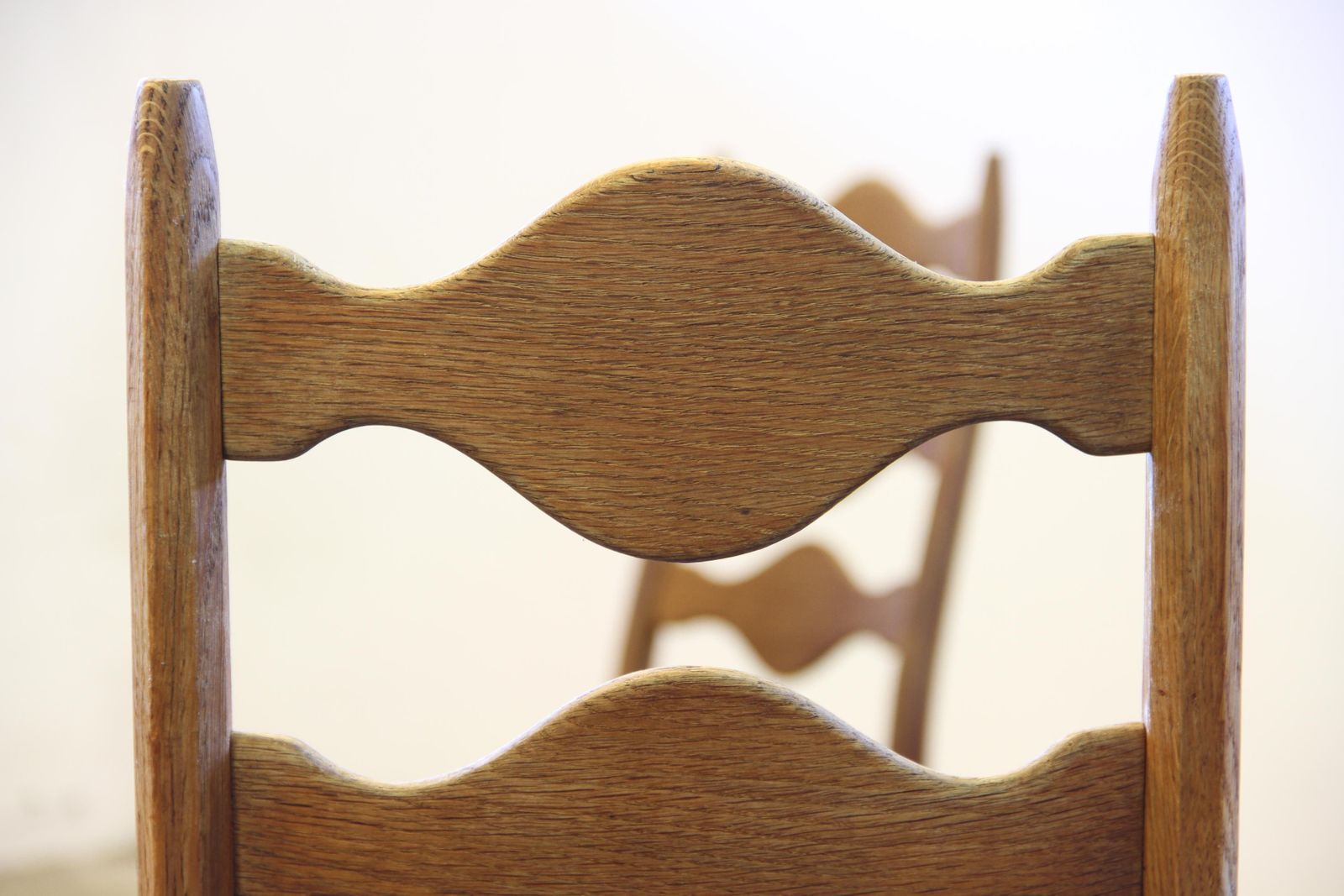 photo furniture Vintage 1960s Danish Brutalist Ladderback Oak Chairs In The Style Of Kjærnulf