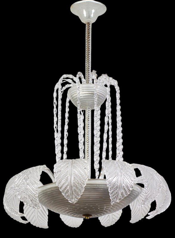 Art Deco Ninfea Murano Glass Chandelier From Barovier, Italy, 1940s photo furniture