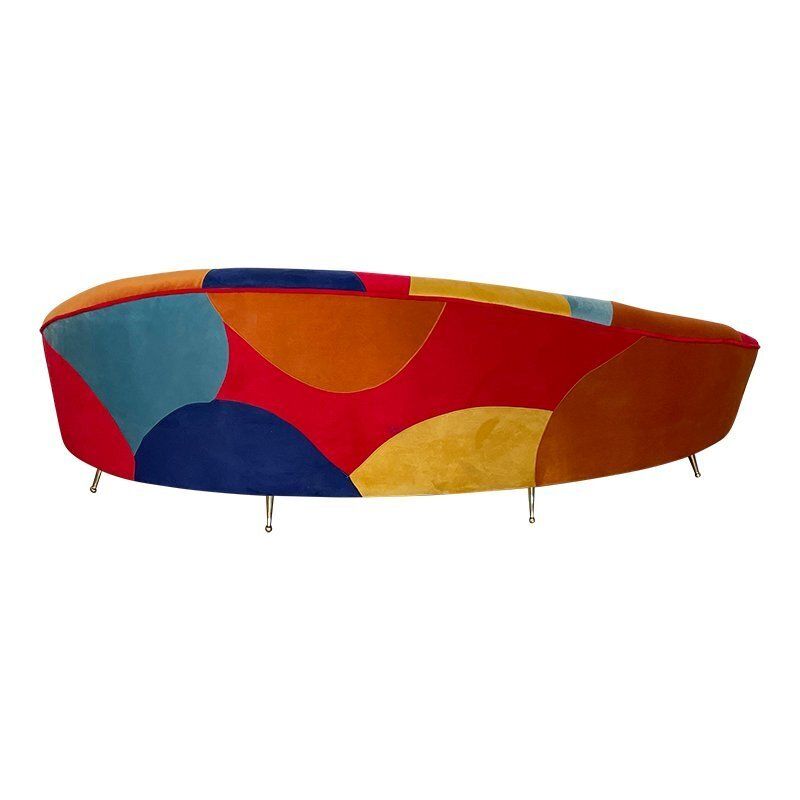 Furniture Multicolor Three Seater Curved Glamorous Sofa, 1990s photo