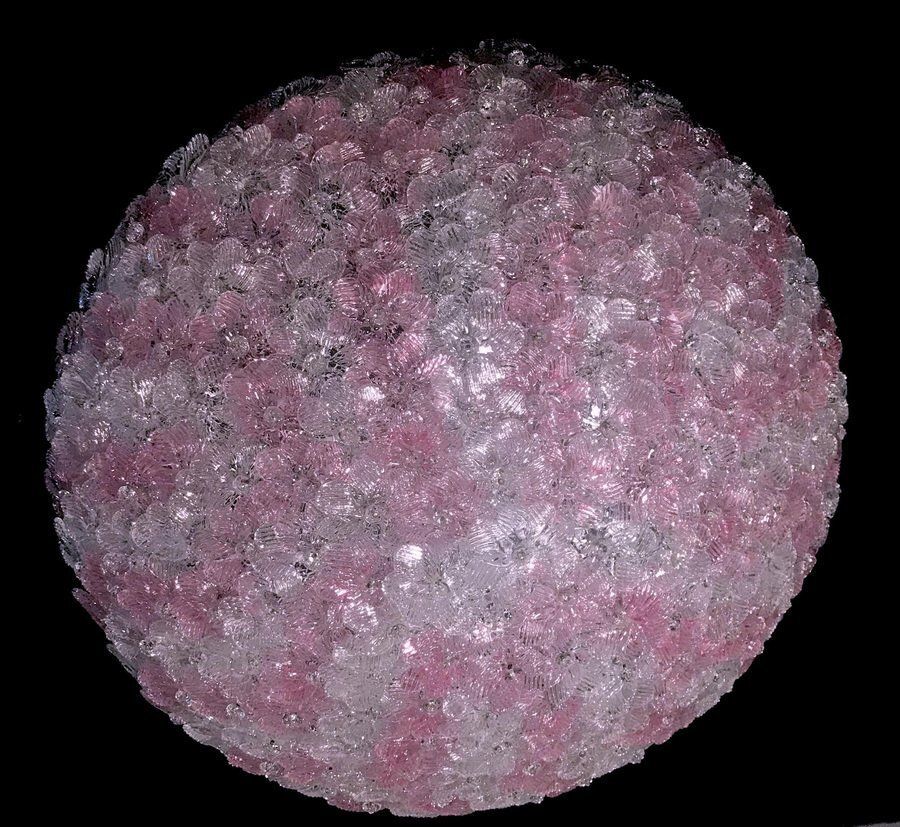 Pink And Ice Murano Glass Flowers Basket Ceiling Light By Barovier & Toso photo furniture