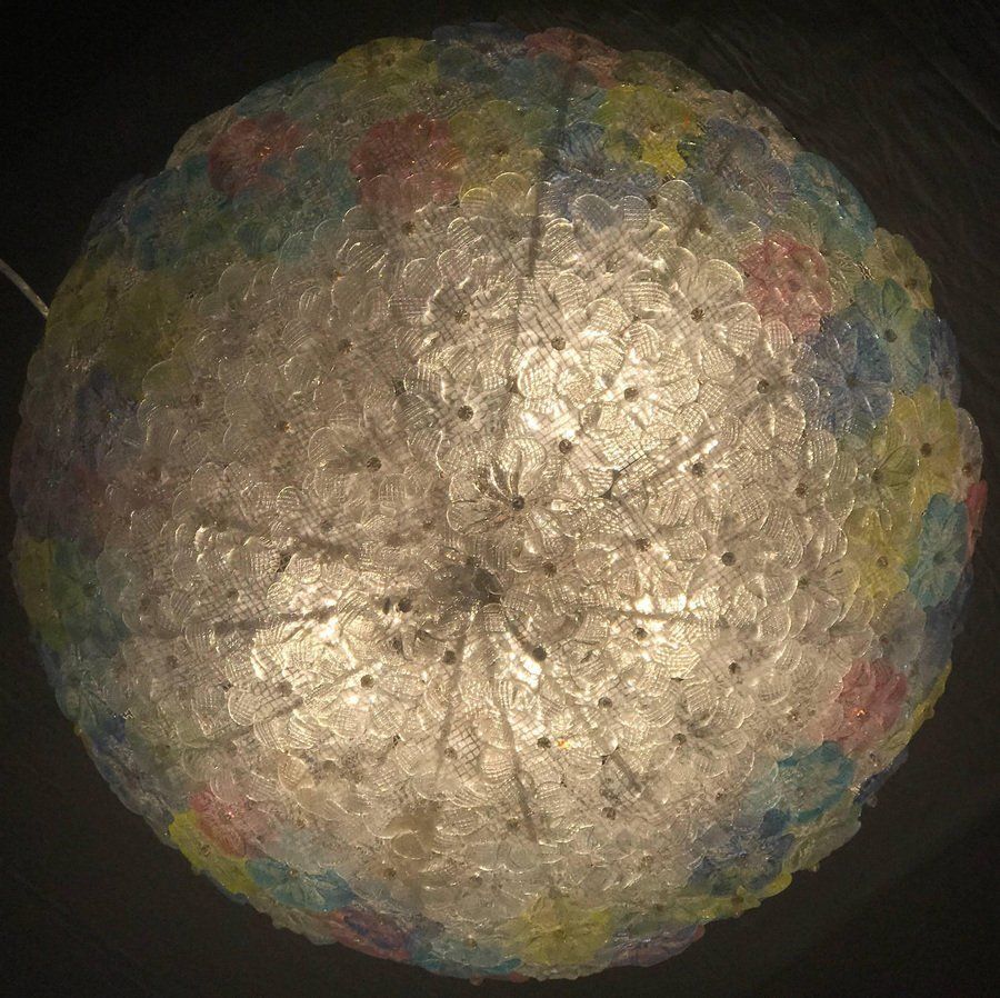 Multi Color Venetian Flower Glass Ceiling Light From Barovier & Toso photo buy