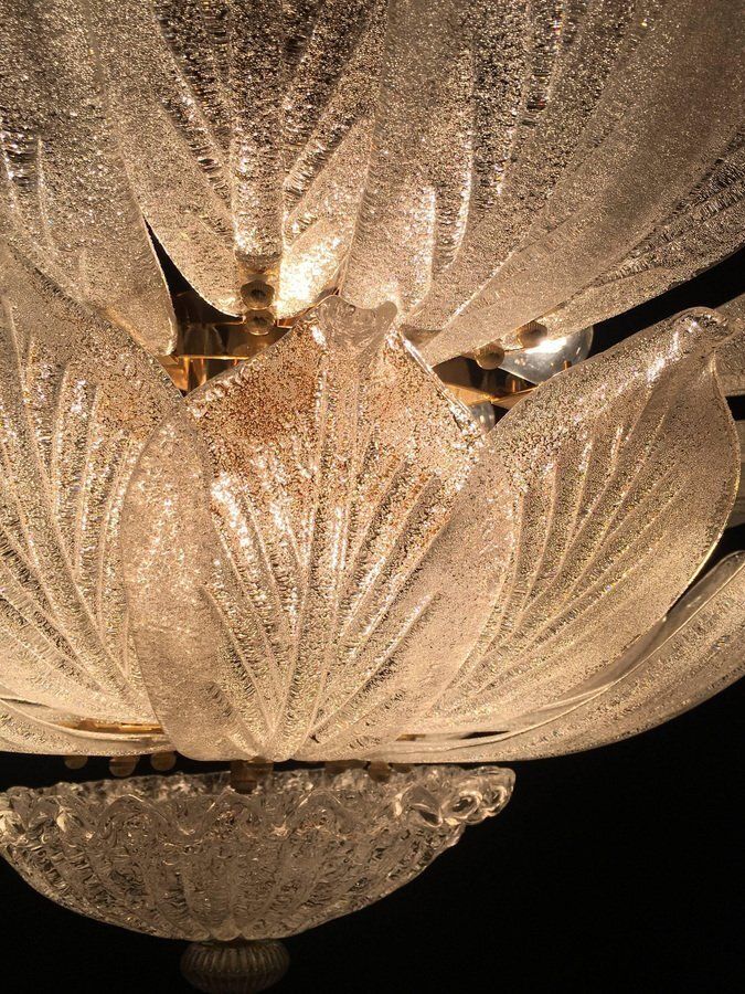 Italian Murano Glass Leave Flush Mount Chandelier photo buy