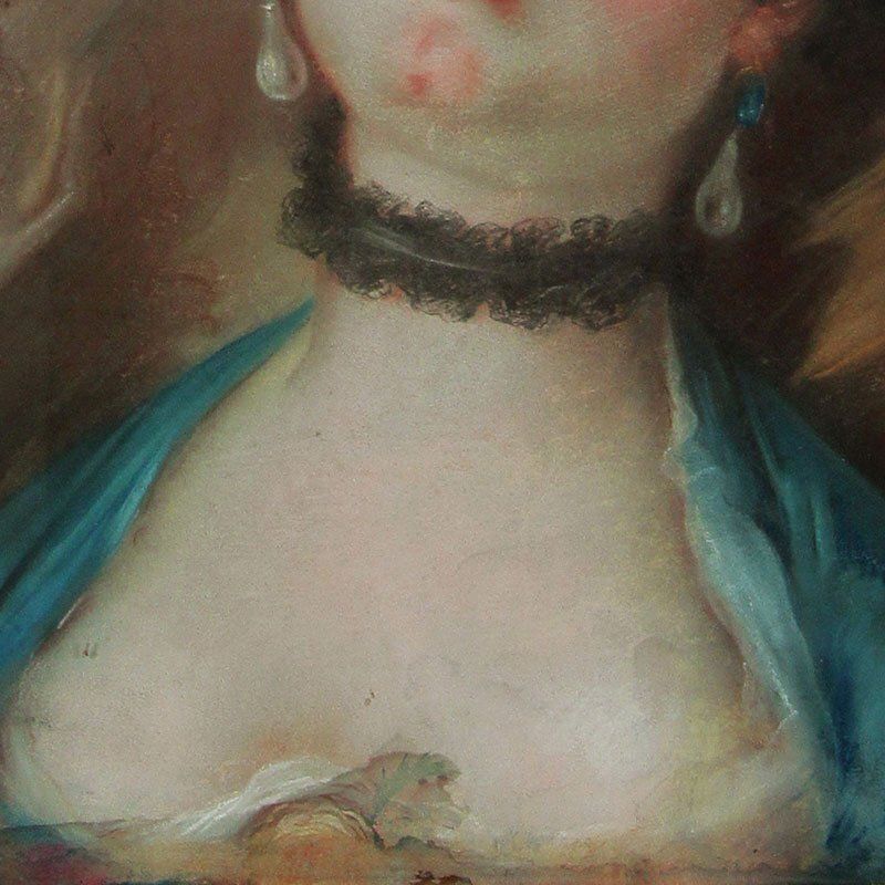 Pietro Antonio Rotari, Blue Eyed Brunette & Young Sleeping Girl, Pastel Drawings On Paper, Framed, Set Of 2 photo 15584.0
